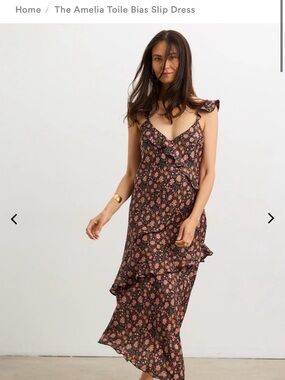 Hatch Maternity The Amelia Toile Bias Slip Dress — Floral Pink black medium